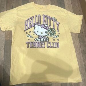 Hello Kitty by Sanrio Tennis Club Yellow Graphic T Shirt Size Medium